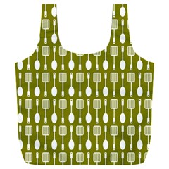 Olive Green Spatula Spoon Pattern Full Print Recycle Bag (xxl) by GardenOfOphir