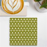 Olive Green Spatula Spoon Pattern UV Print Square Tile Coaster  Front