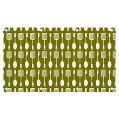 Olive Green Spatula Spoon Pattern Banner And Sign 7  X 4  by GardenOfOphir