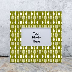 Olive Green Spatula Spoon Pattern White Box Photo Frame 4  X 6  by GardenOfOphir