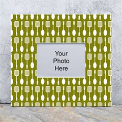 Olive Green Spatula Spoon Pattern White Wall Photo Frame 5  X 7  by GardenOfOphir