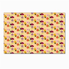 Colorful Ladybug Bess And Flowers Pattern Postcards 5  X 7  (pkg Of 10) by GardenOfOphir