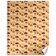 Colorful Ladybug Bess And Flowers Pattern Canvas 12  X 16  by GardenOfOphir