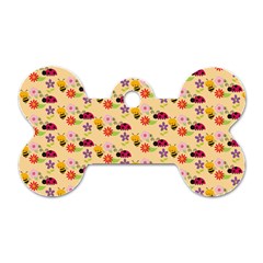 Colorful Ladybug Bess And Flowers Pattern Dog Tag Bone (one Side) by GardenOfOphir