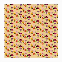 Colorful Ladybug Bess And Flowers Pattern Medium Glasses Cloth by GardenOfOphir