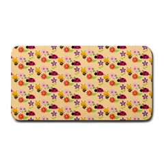 Colorful Ladybug Bess And Flowers Pattern Medium Bar Mat by GardenOfOphir