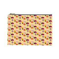 Colorful Ladybug Bess And Flowers Pattern Cosmetic Bag (large) by GardenOfOphir