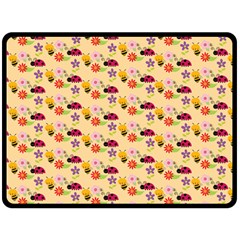 Colorful Ladybug Bess And Flowers Pattern Fleece Blanket (large) by GardenOfOphir