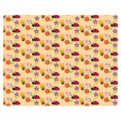 Colorful Ladybug Bess And Flowers Pattern Premium Plush Fleece Blanket (medium) by GardenOfOphir