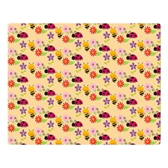 Colorful Ladybug Bess And Flowers Pattern Premium Plush Fleece Blanket (large) by GardenOfOphir