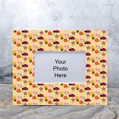 Colorful Ladybug Bess And Flowers Pattern White Tabletop Photo Frame 4 x6 