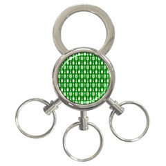 Green And White Kitchen Utensils Pattern 3-ring Key Chain by GardenOfOphir