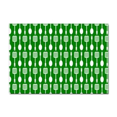 Green And White Kitchen Utensils Pattern Sticker A4 (100 Pack) by GardenOfOphir