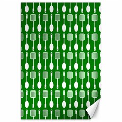 Green And White Kitchen Utensils Pattern Canvas 20  X 30  by GardenOfOphir