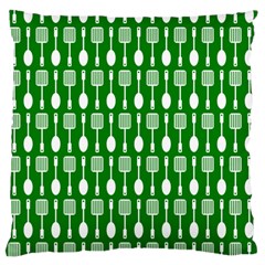 Green And White Kitchen Utensils Pattern Large Cushion Case (one Side) by GardenOfOphir