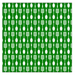 Green And White Kitchen Utensils Pattern Square Satin Scarf (36  X 36 ) by GardenOfOphir