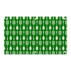 Green And White Kitchen Utensils Pattern Banner And Sign 5  X 3  by GardenOfOphir