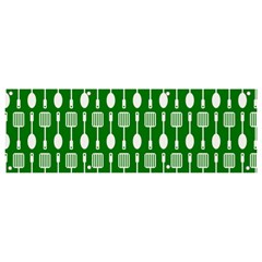 Green And White Kitchen Utensils Pattern Banner And Sign 9  X 3  by GardenOfOphir