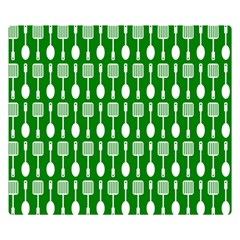 Green And White Kitchen Utensils Pattern Premium Plush Fleece Blanket (small)