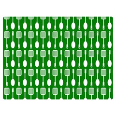 Green And White Kitchen Utensils Pattern Premium Plush Fleece Blanket (extra Small)