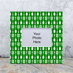 Green And White Kitchen Utensils Pattern White Box Photo Frame 4  X 6  by GardenOfOphir