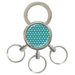 Teal And White Spatula Spoon Pattern 3-Ring Key Chain Front