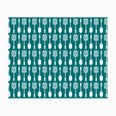 Teal And White Spatula Spoon Pattern Small Glasses Cloth (2 Sides) by GardenOfOphir