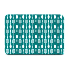 Teal And White Spatula Spoon Pattern Plate Mats by GardenOfOphir