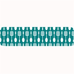 Teal And White Spatula Spoon Pattern Large Bar Mat by GardenOfOphir