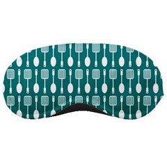 Teal And White Spatula Spoon Pattern Sleeping Mask by GardenOfOphir