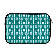 Teal And White Spatula Spoon Pattern Apple Macbook Pro 17  Zipper Case by GardenOfOphir