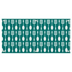 Teal And White Spatula Spoon Pattern Banner And Sign 4  X 2  by GardenOfOphir