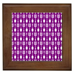 Magenta Spatula Spoon Pattern Framed Tile by GardenOfOphir