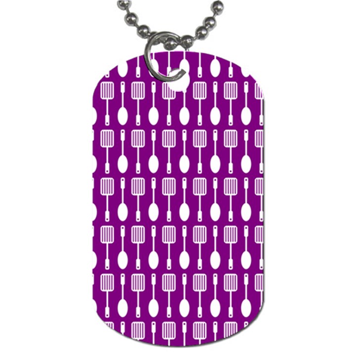 Magenta Spatula Spoon Pattern Dog Tag (Two Sides)