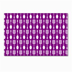 Magenta Spatula Spoon Pattern Postcard 4 x 6  (pkg Of 10) by GardenOfOphir