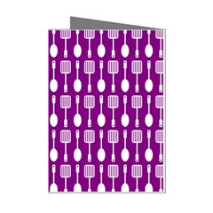 Magenta Spatula Spoon Pattern Mini Greeting Cards (pkg Of 8) by GardenOfOphir