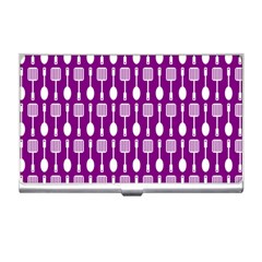 Magenta Spatula Spoon Pattern Business Card Holder by GardenOfOphir