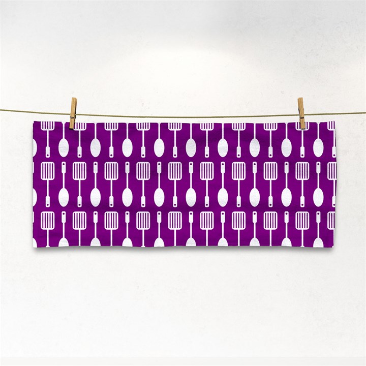 Magenta Spatula Spoon Pattern Hand Towel