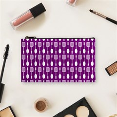 Magenta Spatula Spoon Pattern Cosmetic Bag (small) by GardenOfOphir