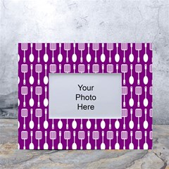 Magenta Spatula Spoon Pattern White Tabletop Photo Frame 4 x6  by GardenOfOphir