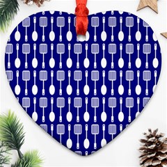 Indigo Spatula Spoon Pattern Ornament (heart) by GardenOfOphir