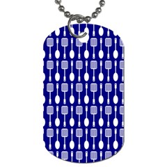 Indigo Spatula Spoon Pattern Dog Tag (two Sides) by GardenOfOphir