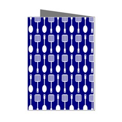 Indigo Spatula Spoon Pattern Mini Greeting Cards (pkg Of 8) by GardenOfOphir