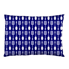 Indigo Spatula Spoon Pattern Pillow Case (two Sides) by GardenOfOphir