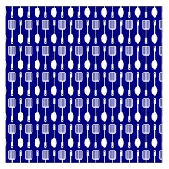 Indigo Spatula Spoon Pattern Square Satin Scarf (36  X 36 ) by GardenOfOphir