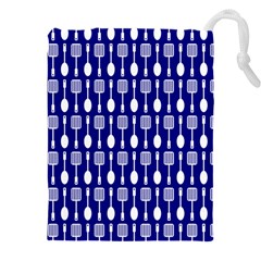 Indigo Spatula Spoon Pattern Drawstring Pouch (4xl) by GardenOfOphir