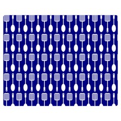 Indigo Spatula Spoon Pattern Premium Plush Fleece Blanket (medium)