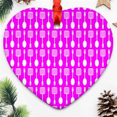 Purple Spatula Spoon Pattern Ornament (heart)