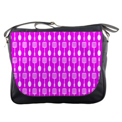 Purple Spatula Spoon Pattern Messenger Bag by GardenOfOphir