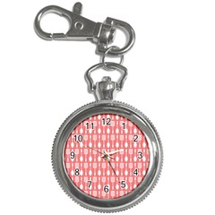 Coral And White Kitchen Utensils Pattern Key Chain Watches by GardenOfOphir